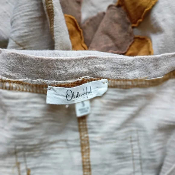 Oli & Hali BOHO Color Block Flower Patchwork Tunic Top Kangaroo Pouch Oversized - Picture 4 of 6